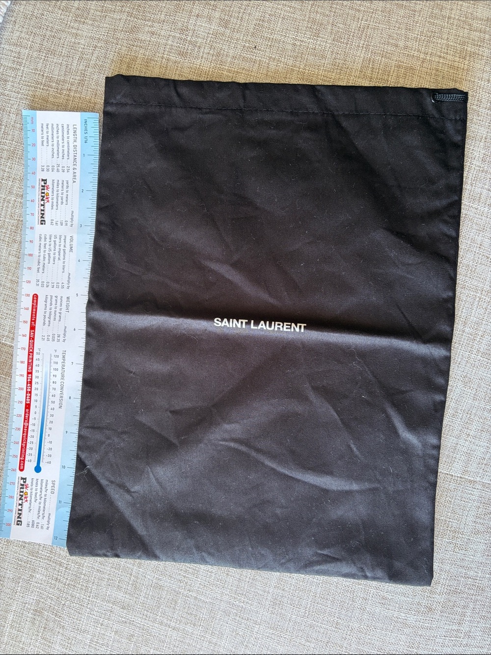 Saint Laurent Black Drawstring Protective Bag with Logo